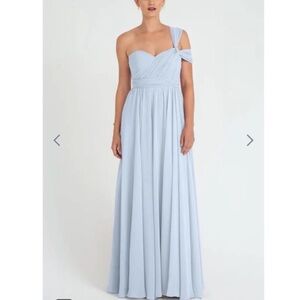 Jenny Yoo Mira Chiffon Convertible Gown in whisper blue